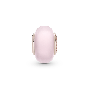 Charm de Cristal Murano Rosa Mate Recubrimiento en Oro Rosa de 14K