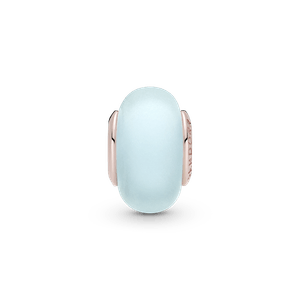 Charm de Cristal Murano Azul Mate Recubrimiento en Oro Rosa de 14K