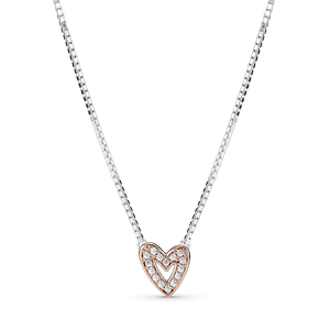 Collar Corazón de Diseño Libre Resplandeciente Recubrimiento en Oro Rosa 14K
