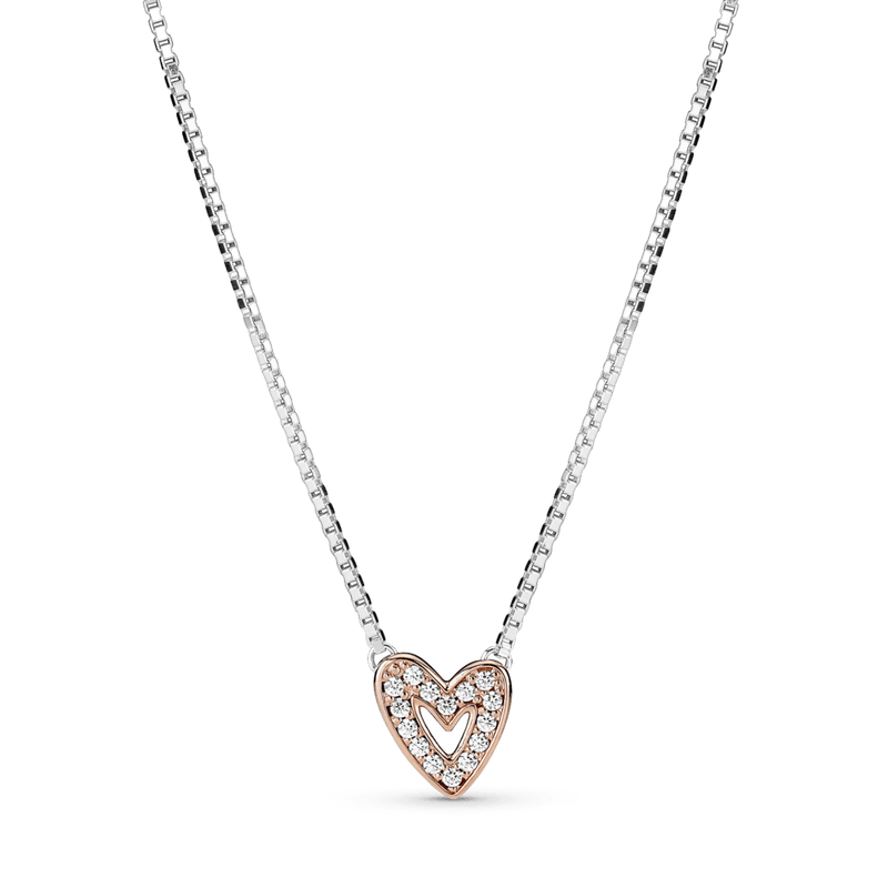 Corazón de Diseño Libre Resplandeciente Recubrimiento en Oro Rosa 14K|Pandora