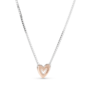 Collar Corazón de Diseño Libre Resplandeciente Recubrimiento en Oro Rosa 14K