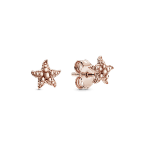 Aretes de Botón Estrella de Mar con Abalorios Recubrimiento en Oro Rosa de 14K
