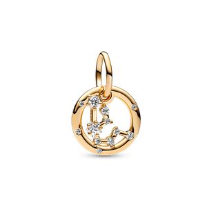Charm Colgante Zodiaco Acuario Recubrimiento en Oro de 14k