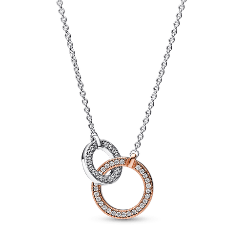 Collar Círculos Entrelazados en Dos Tonos Pandora Signature Recubrimiento en Oro Rosa de 14k