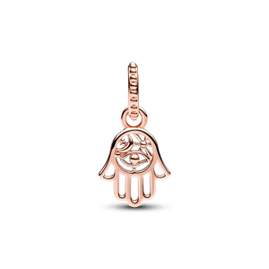Charm Colgante Mano Hamsa Protectora Recubrimiento en Oro Rosa de 14k