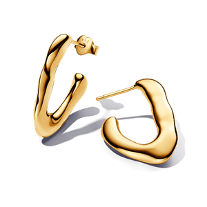 Aretes de Aro Abierto Forma Orgánica en V Oro