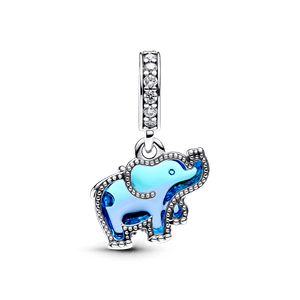 Charm Colgante de Cristal de Murano Azul Elefante