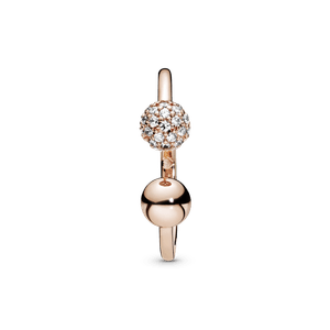 Anillo Abierto Pulido con Pavé Recubrimiento en Oro Rosa de 14K