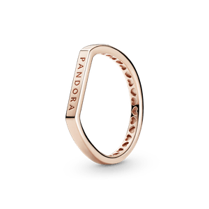 Anillo Apilable Barra con Logotipo Recubrimiento en Oro Rosa de 14K