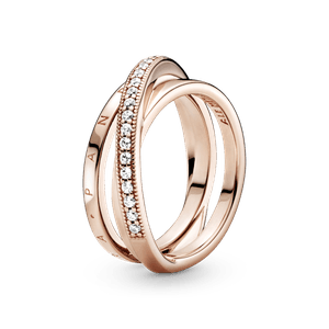 Anillo de Banda Triple Cruzado Recubrimiento en Oro Rosa de 14K