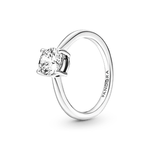 Anillo Solitario en Plata de Ley Brillante