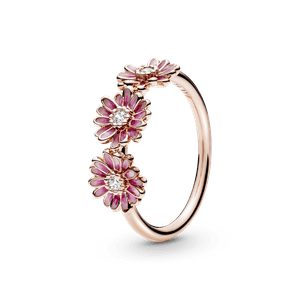 Anillo Trío de Margaritas Rosa