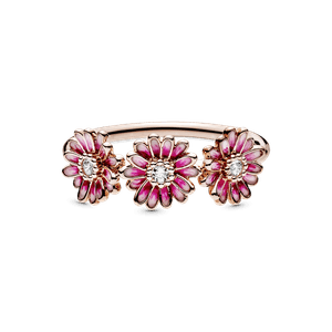 Anillo Trío de Margaritas Rosa