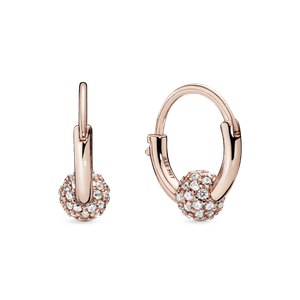 Aretes de Aro Engaste Pavé Recubrimiento en Oro Rosa de 14K