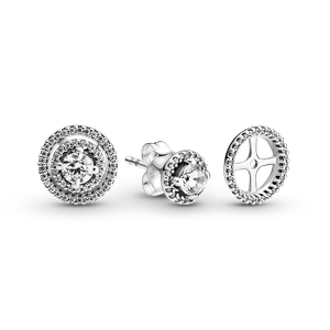 Aretes de Botón Halo Doble Reluciente