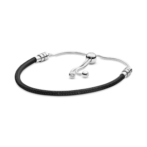 Brazalete Deslizante Pandora Moments de Cuero Negro