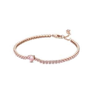 Brazalete en Plata de Ley Corazón Brillante Recubrimiento en Oro Rosa 14K