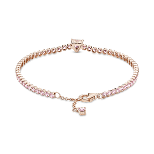 Brazalete en Plata de Ley Corazón Brillante Recubrimiento en Oro Rosa 14K