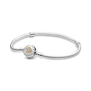 Brazalete Pandora Moments Cadena de Serpiente con Broche con Logotipo Dos Tonos