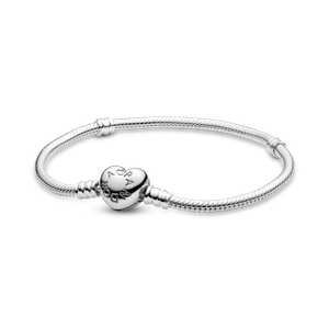 Brazalete Pandora Moments Cadena de Serpiente con Broche de Corazón Plata