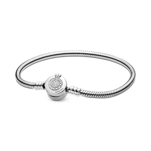 Brazalete Pandora Moments Cadena de Serpiente Corona O Resplandeciente Plata