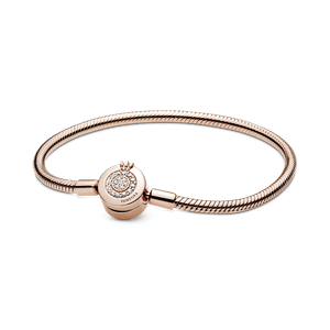 Brazalete Pandora Moments Cadena de Serpiente Corona O Resplandeciente Rosa