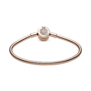 Brazalete Pandora Moments Cadena de Serpiente Corona O Resplandeciente Rosa