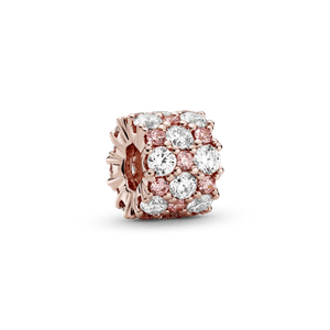 Charm Brillo Rosa y Transparente Recubrimiento en Oro Rosa de 14K