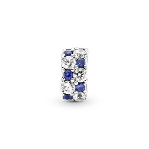 Clip Fijo Transparente y Azul Brillante
