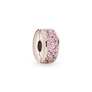 Charm Sujetador de Pavé Rosa Recubrimiento en Oro Rosa de 14K