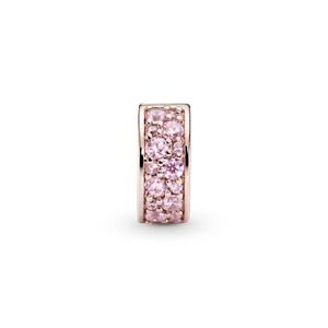 Charm Sujetador de Pavé Rosa Recubrimiento en Oro Rosa de 14K