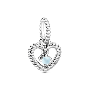 Charm Colgante Corazón de Abalorio Azul Cielo