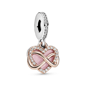 Charm Colgante Corazón con Infinito Resplandeciente Recubrimiento en Oro Rosa de 14K