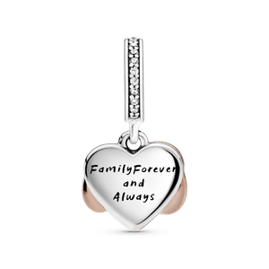 Charm Colgante Corazón con Infinito Resplandeciente Recubrimiento en Oro Rosa de 14K