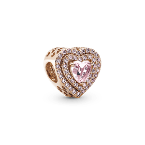 Charm Corazón Nivelado Brillante Recubrimiento en Oro Rosa 14K
