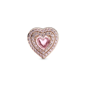 Charm Corazón Nivelado Brillante Recubrimiento en Oro Rosa 14K