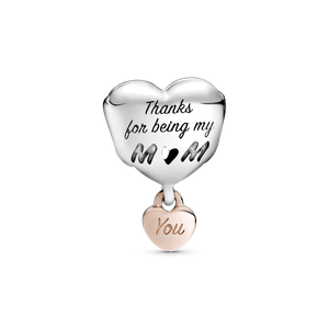 Charm Corazón Yo Te Amo Mamá Recubrimiento en Oro Rosa de 14K