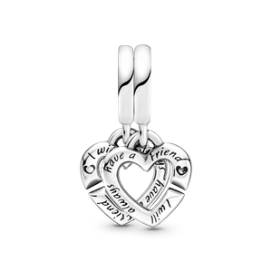 Charm Colgante Dividido Corazones Gemelos Entrelazados