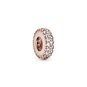 Charm Espaciador Brillante Claro Recubrimiento en Oro Rosa de 14K