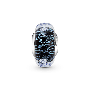 Charm Océano Ondulante de Cristal Murano Azul Oscuro