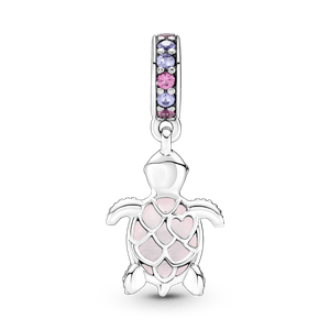 Charm Colgante Tortuga de Mar Rosa de Cristal Murano