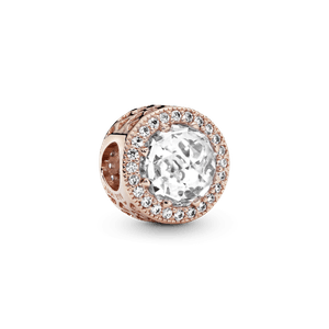 Charm Transparente Centelleante Recubrimiento en Oro Rosa de 14K