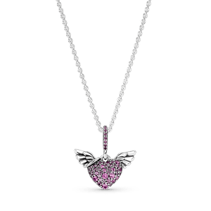 Collar de Pavé Corazón y Alas de Ángel en Plata