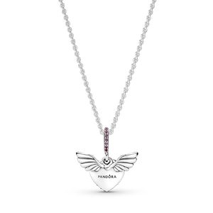 Collar de Pavé Corazón y Alas de Ángel en Plata