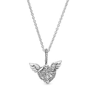 Collar de Pavé Corazón y Alas de Ángel