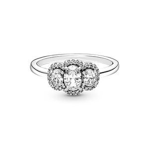 Anillo Clásico Tres Piedras Pandora Plata Esterlina