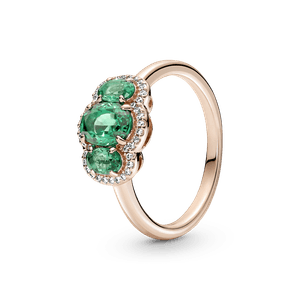 Anillo Clásico Tres Piedras Recubrimiento en Oro Rosa de 14K