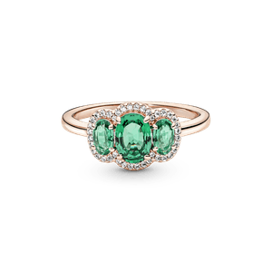 Anillo Clásico Tres Piedras Recubrimiento en Oro Rosa de 14K