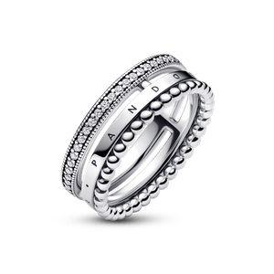 Anillo con Pavé y Abalorios con Logotipo de Pandora Signature Pandora Plata Esterlina