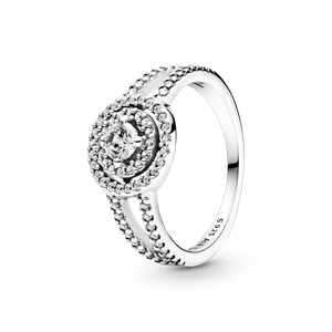 Anillo Halo Doble Resplandeciente Pandora Plata Esterlina